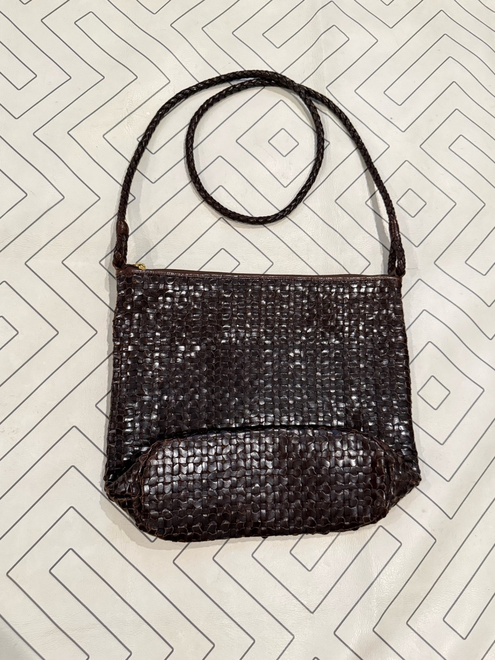 Vintage CEM Brown Woven Leather Purse